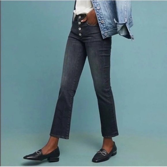 Pilcro and the Letterpress Denim - NEW PILCRO Black Denim High Rise Flare  Crop Jeans Size 28T